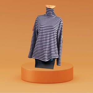 Plus size stripe turtleneck long sleeve shirts 👚